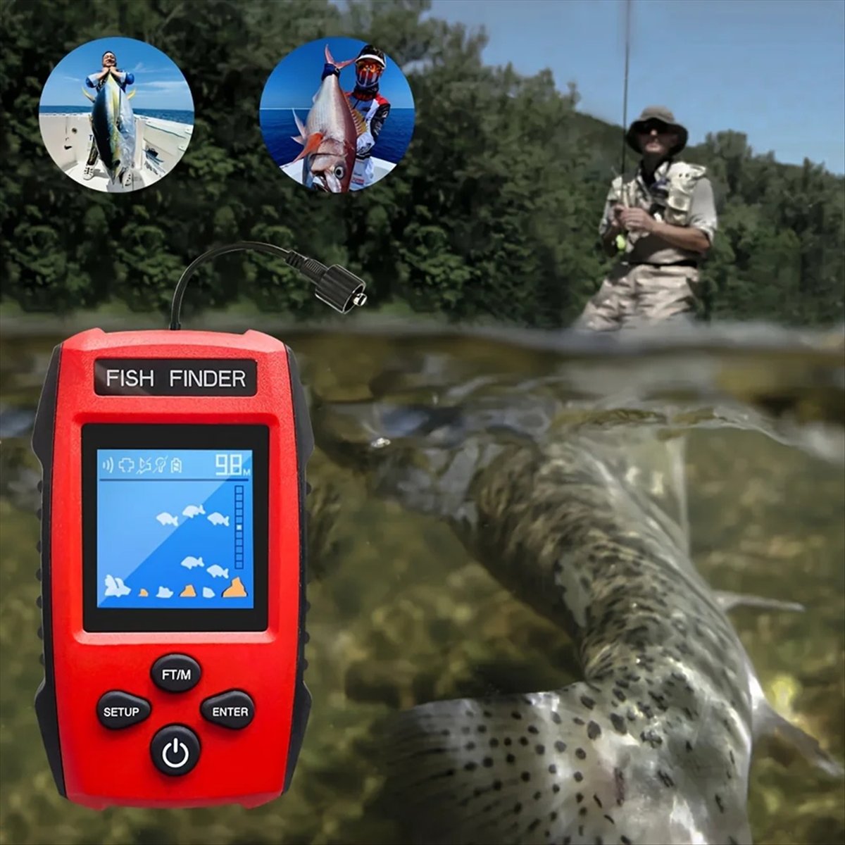 Renkli LCD Balık Bulucu Kablol - Fish Finder Transducer incelemesi ve fiyatı